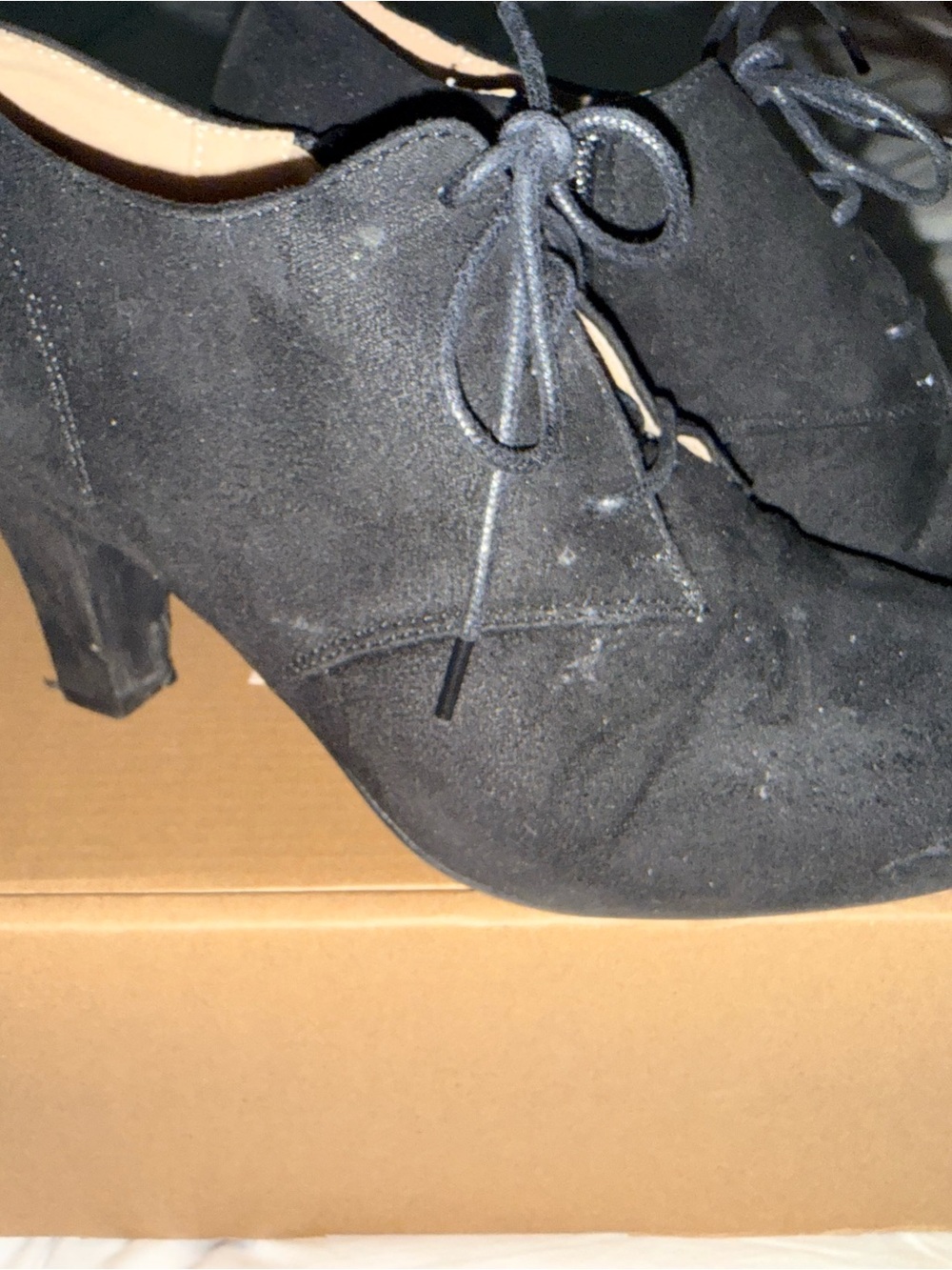 Black Suede ZipUp Heel for Women